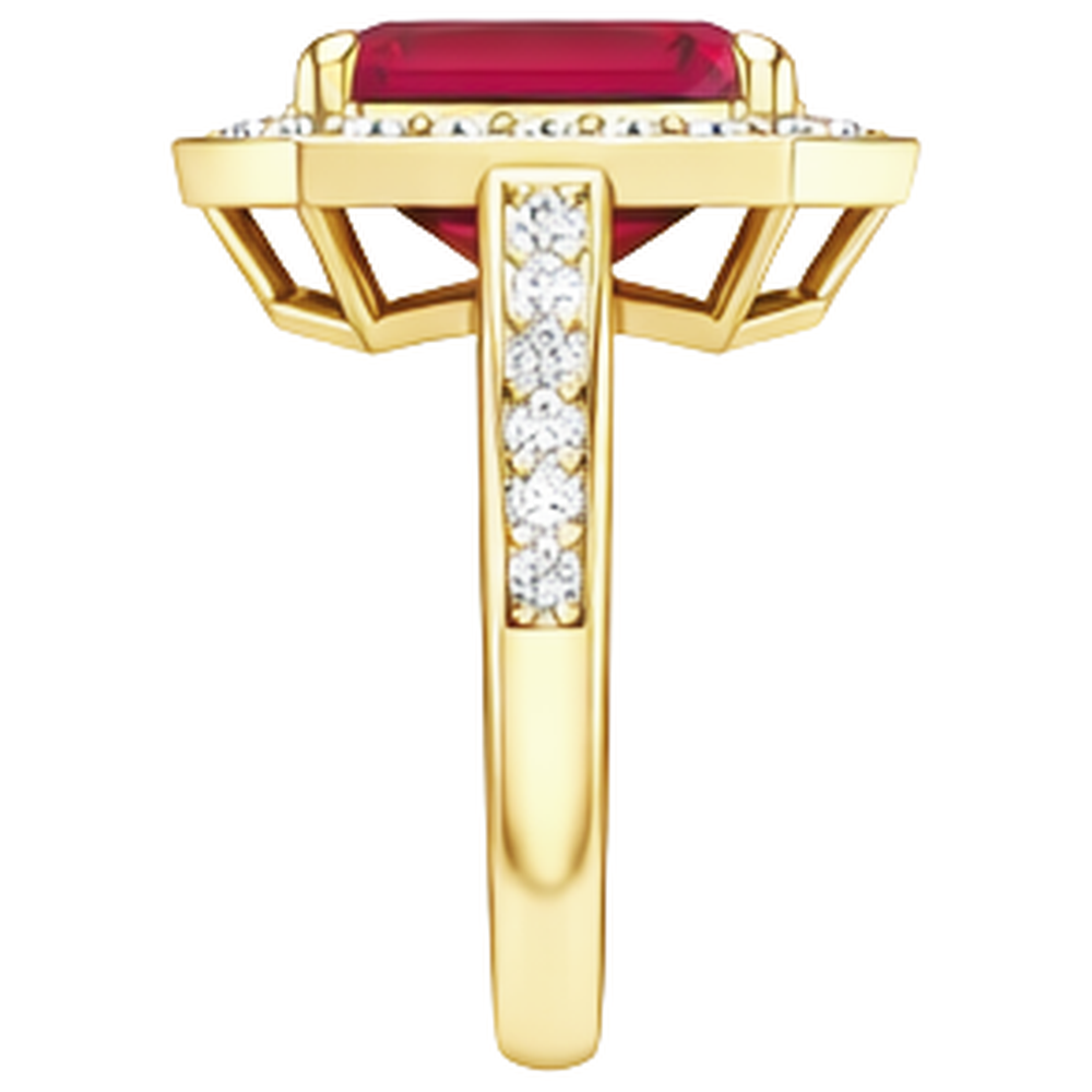 4,75 ct Roter Smaragdschliff Rubin Und Aus der Erde Abgebauter Natürlicher Diamant Ehering Gelbgold