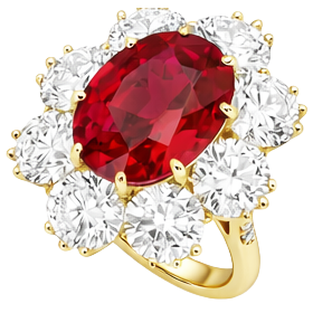 echter oval rubin 4.75Karat ring Draufsicht