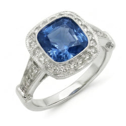 5.01 Karat blauer Saphir-Kissen Halo-Aus der Erde Abgebauter Natürlicher Diamant-Ring-Schmuck