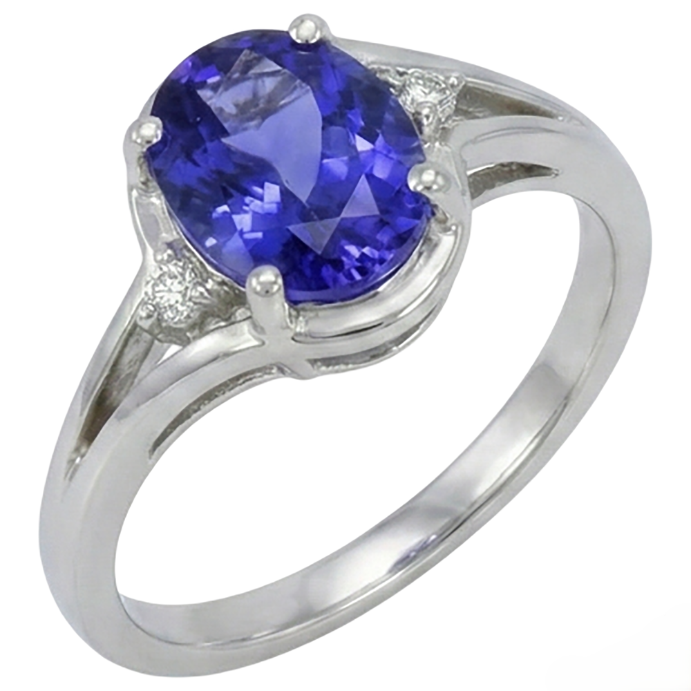 5.10 ct Ovaler Schnitt Tansanit Ring mit Aus der Erde Abgebauter Natürlicher Diamantschmuck Weißgold 14K