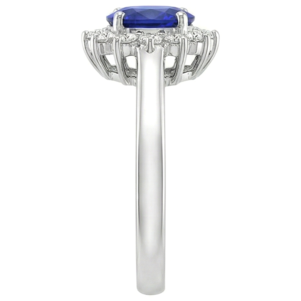 5.30 Karat Tansanit Oval Aus der Erde Abgebauter Natürlicher Diamanten Ring Weißgold 14K Neu