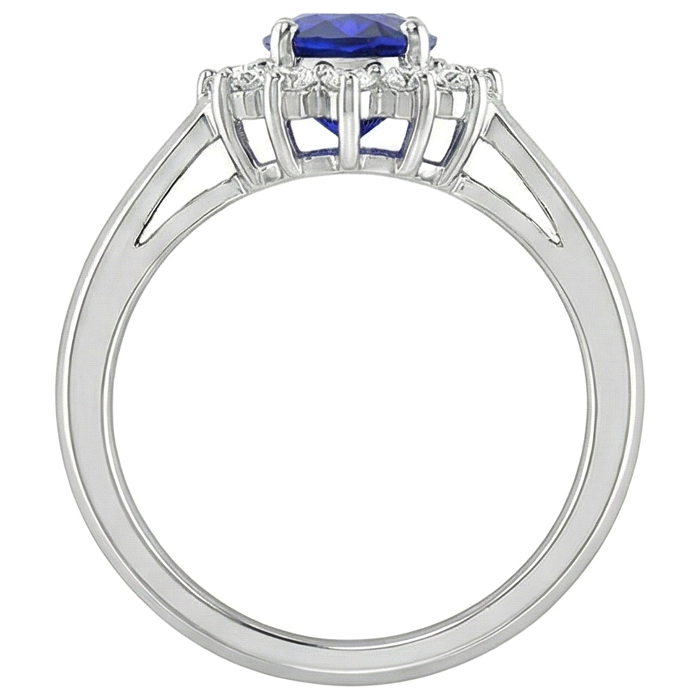 5.30 Karat Tansanit Oval Aus der Erde Abgebauter Natürlicher Diamanten Ring Weißgold 14K Neu