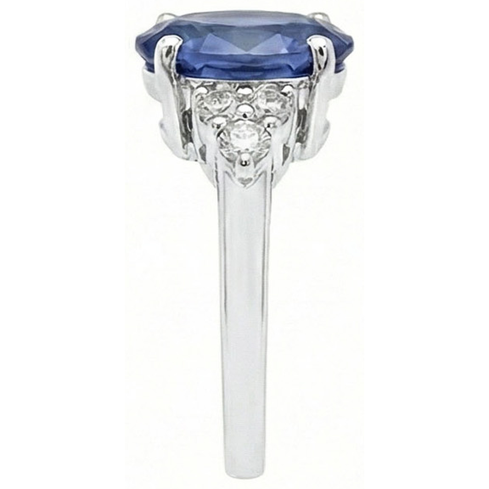 5.30 Kt Ovaler srilankischer Saphir-Aus der Erde Abgebauter Natürlicher Diamant-Ring Weißgold 14K