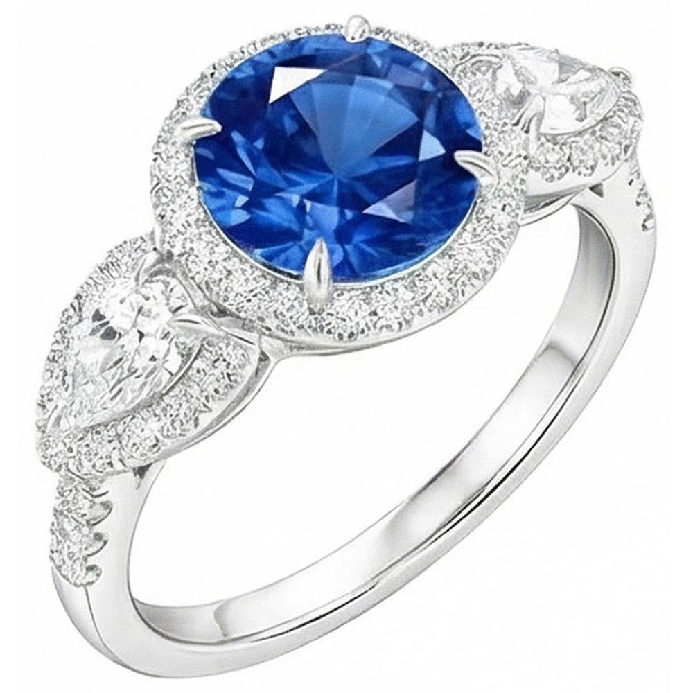 echter marquise saphir 5.30Karat ring Vorderansicht
