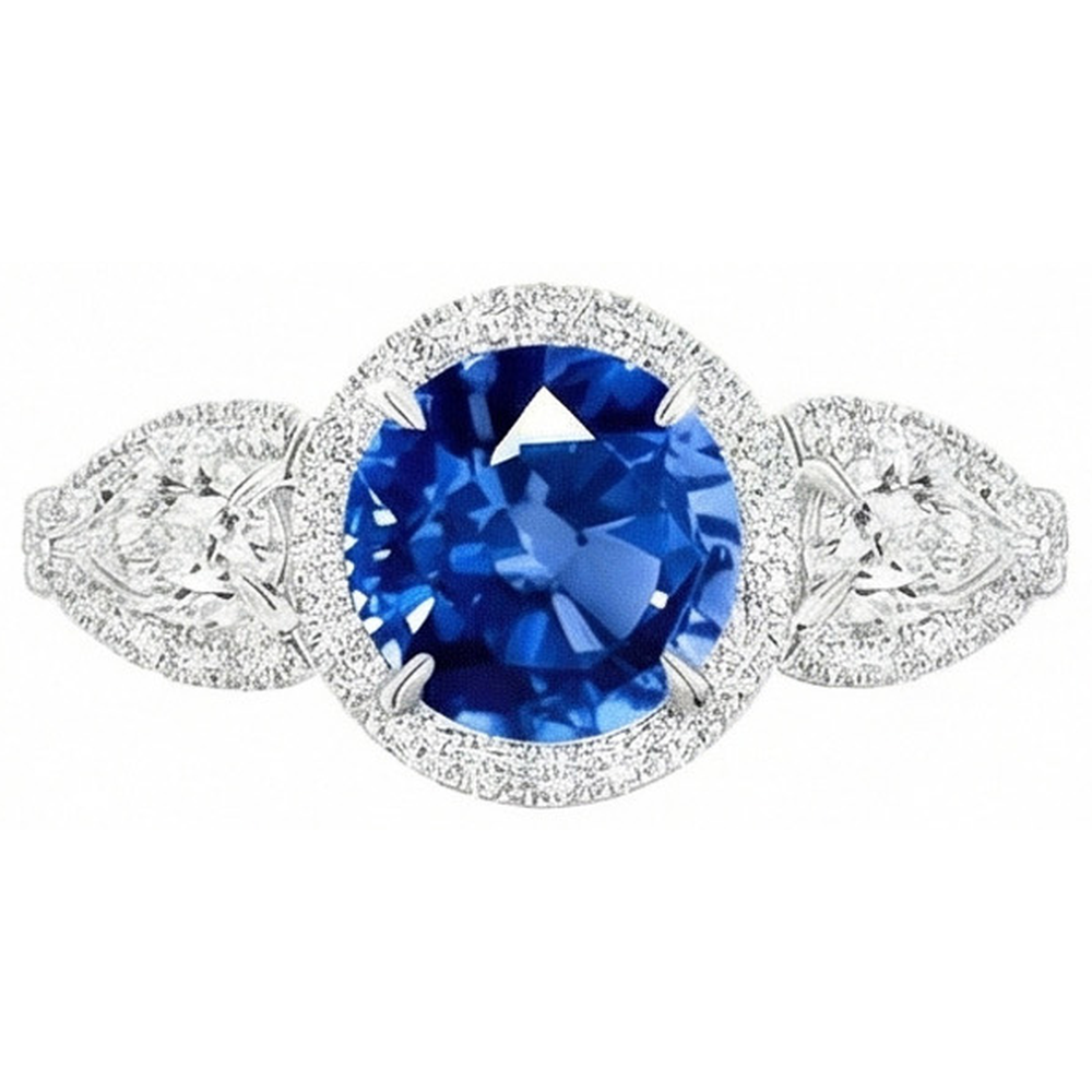 echter marquise saphir 5.30Karat ring Seitenansicht