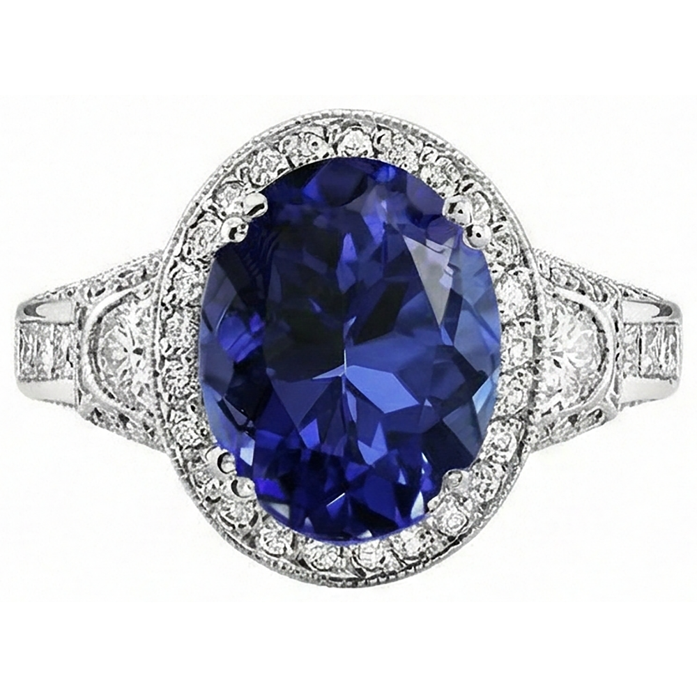 echter oval tansanit 5.40Karat ring Seitenansicht