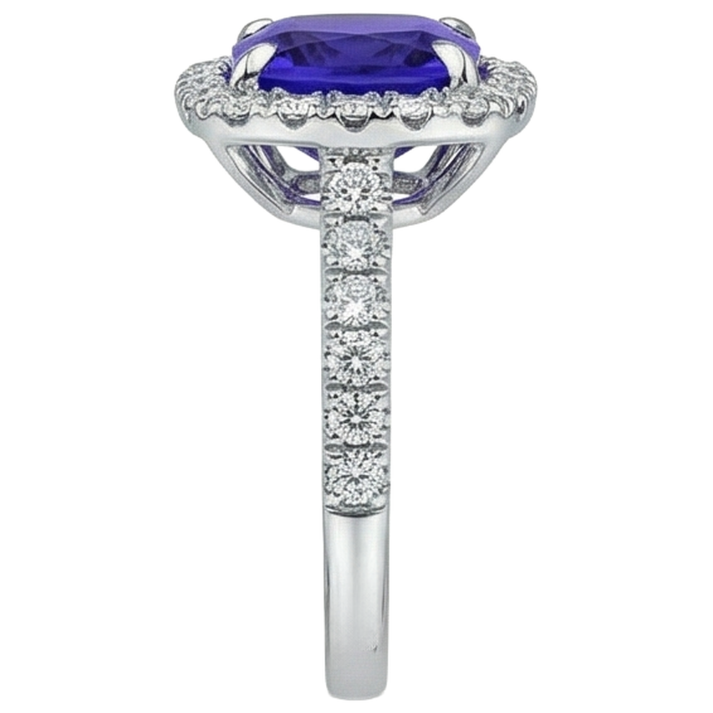 echter round tansanit 5.50Karat ring mit Diamantbesatz