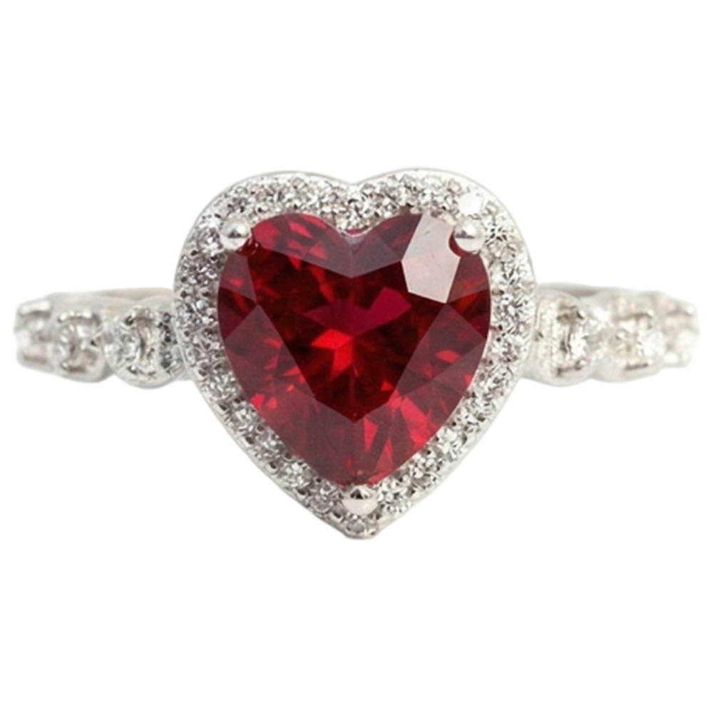 5.50 ct herzförmiger Rubin Halo runder Aus der Erde Abgebauter Natürlicher Diamantring Weißgold 14K