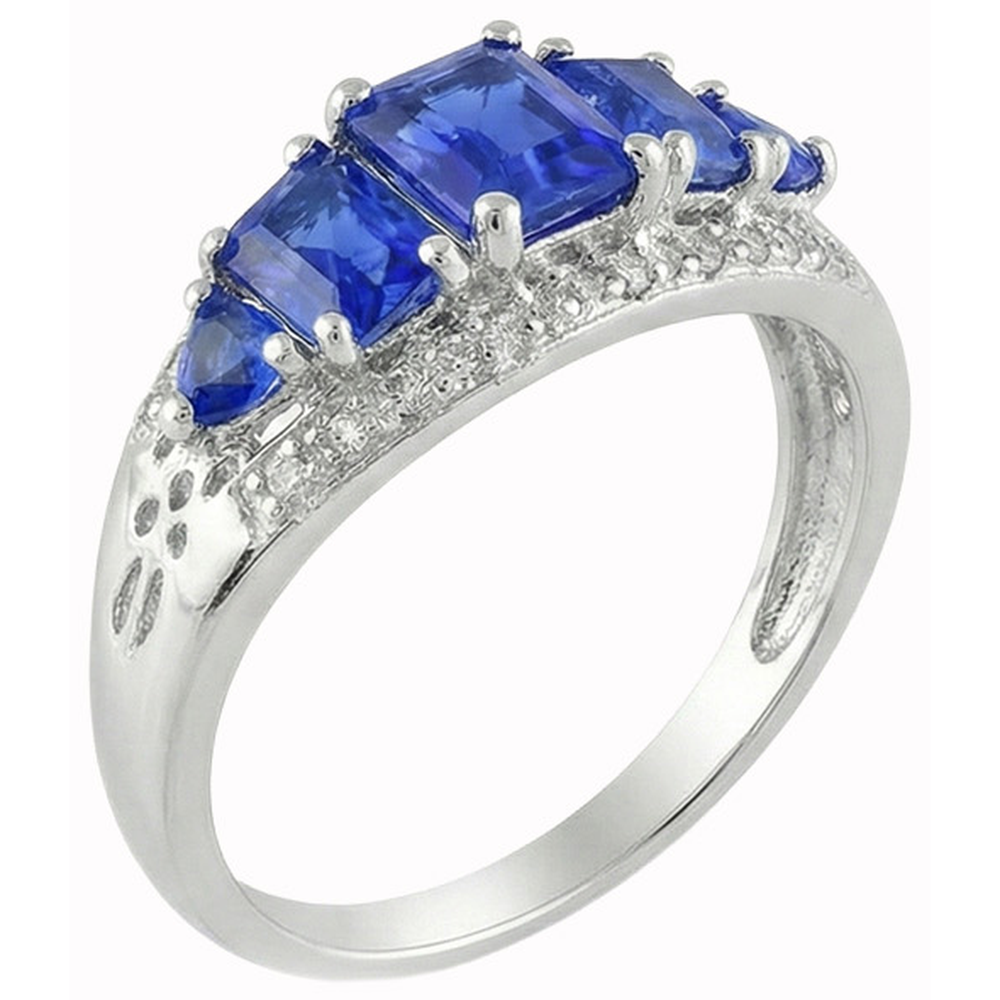 5.51 Karat Sri Lankan Saphir Aus der Erde Abgebauter Natürlicher Diamanten Schöner Ring Weißgold 14K