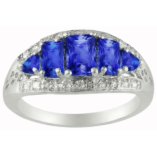 5.51 Karat Sri Lankan Saphir Aus der Erde Abgebauter Natürlicher Diamanten Schöner Ring Weißgold 14K