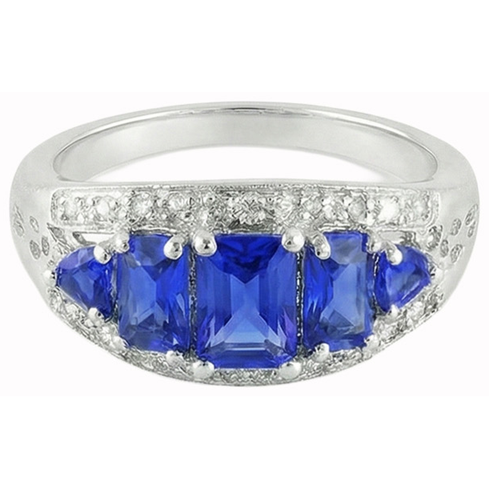 5.51 Karat Sri Lankan Saphir Aus der Erde Abgebauter Natürlicher Diamanten Schöner Ring Weißgold 14K