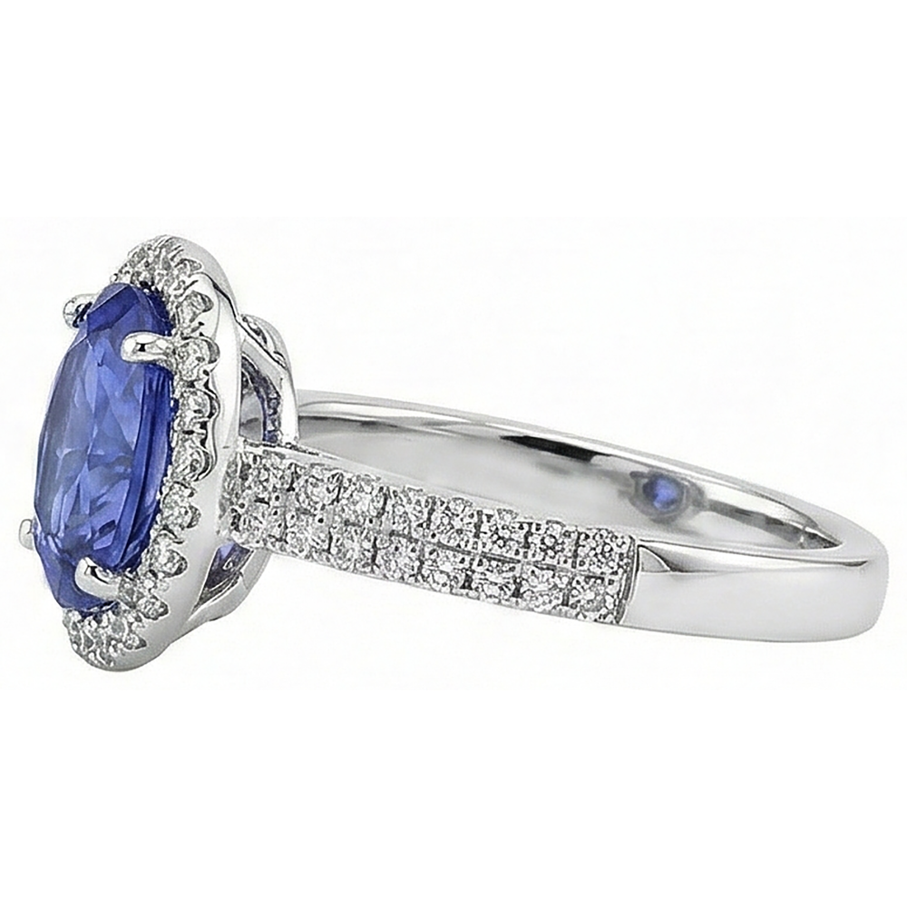 echter oval diamant 5.60Karat ring Profilansicht