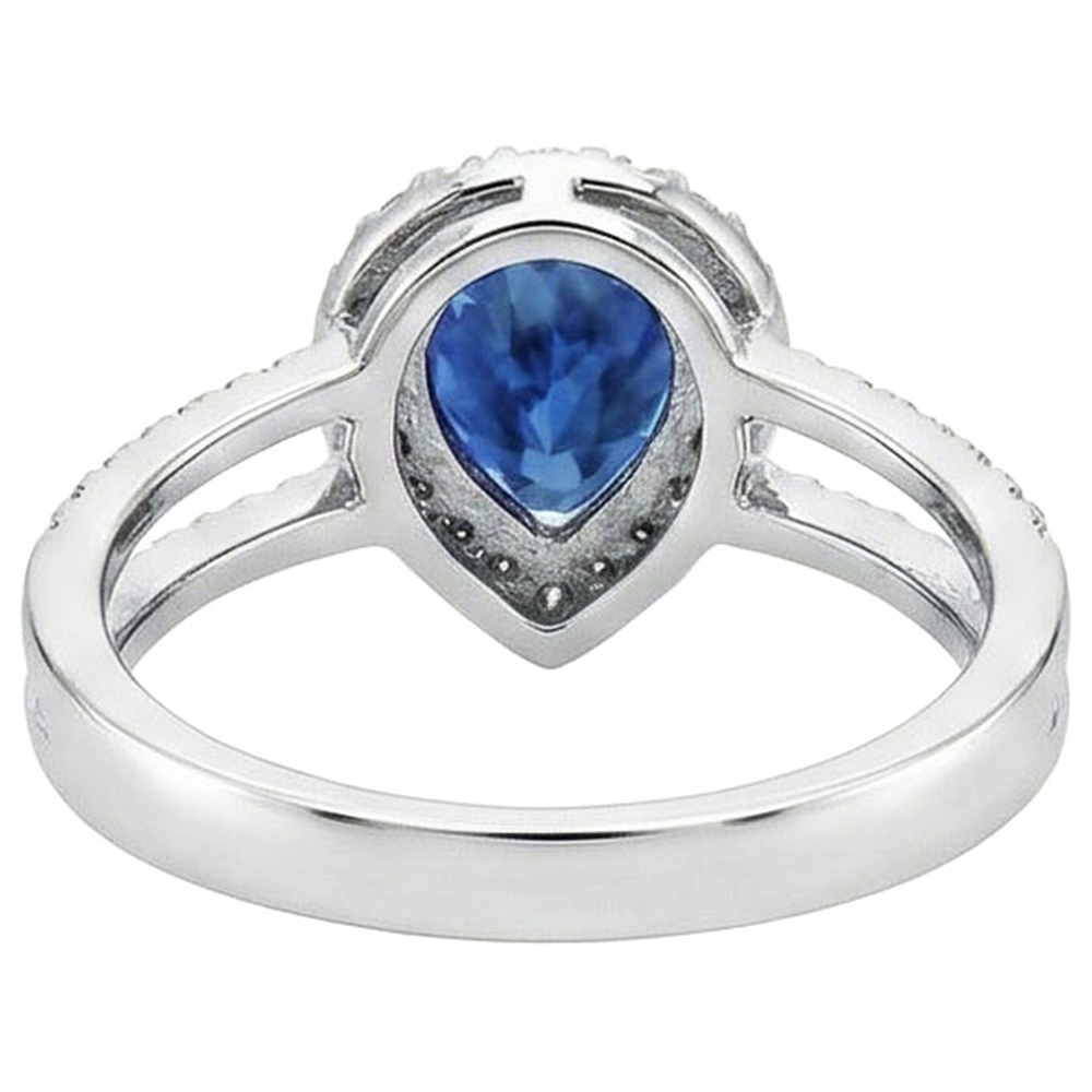 5.80 Karat Birne Ceylon Saphir & Aus der Erde Abgebauter Natürlicher Diamant Verlobungsring 14K Gold