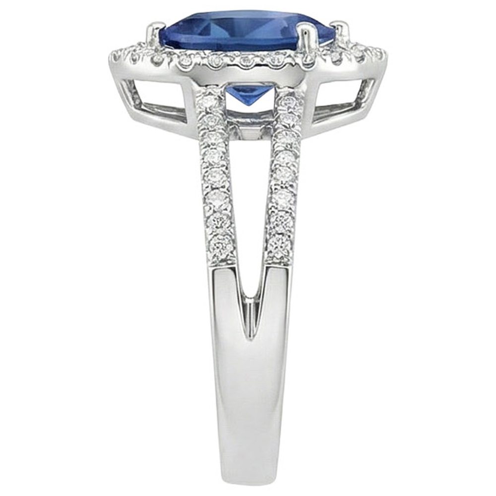 5.80 Karat Birne Ceylon Saphir & Aus der Erde Abgebauter Natürlicher Diamant Verlobungsring 14K Gold