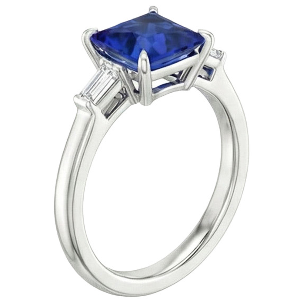 5 Carat Saphir- und Aus der Erde Abgebauter Natürlicher Diamant-Verlobungsring