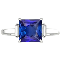 5 Carat Saphir- und Aus der Erde Abgebauter Natürlicher Diamant-Verlobungsring
