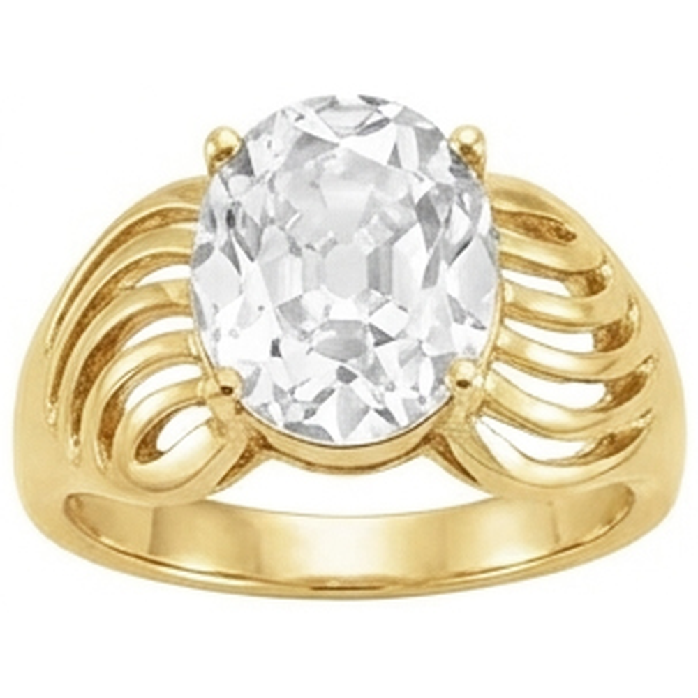 Brillant Old Mine Cut Solitär-Ring in 14K Gelbgold – Frontansicht
