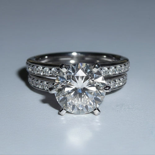 5 Karat Echt Aus der Erde Abgebauter Natürlicher Diamant-Verlobungsring und Band Set Weißgold 14K