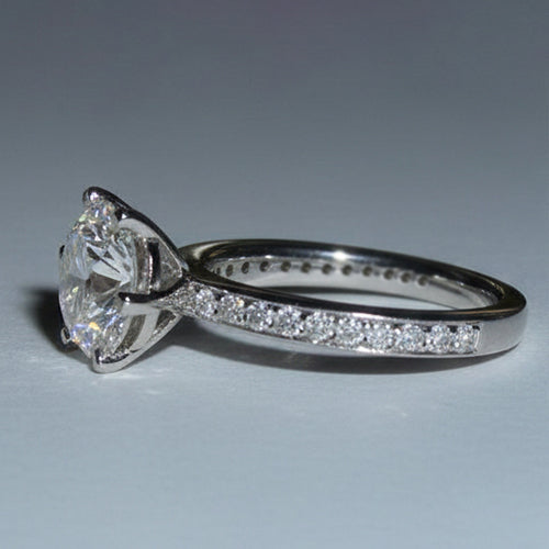 5 Karat Echt Aus der Erde Abgebauter Natürlicher Diamant-Verlobungsring und Band Set Weißgold 14K