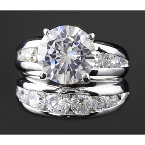 5 Karat Echt Diamant-Verlobungsring-Set rundes Weißgold 14K