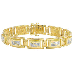 5 Karat Feiner Rundschliff Echt Diamant Herren Armband Gelbgold 14K