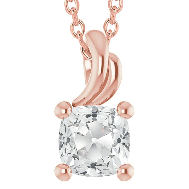 5 Karat Kissen Old Cut Damen Echt Diamant Anhänger 14K Roségold