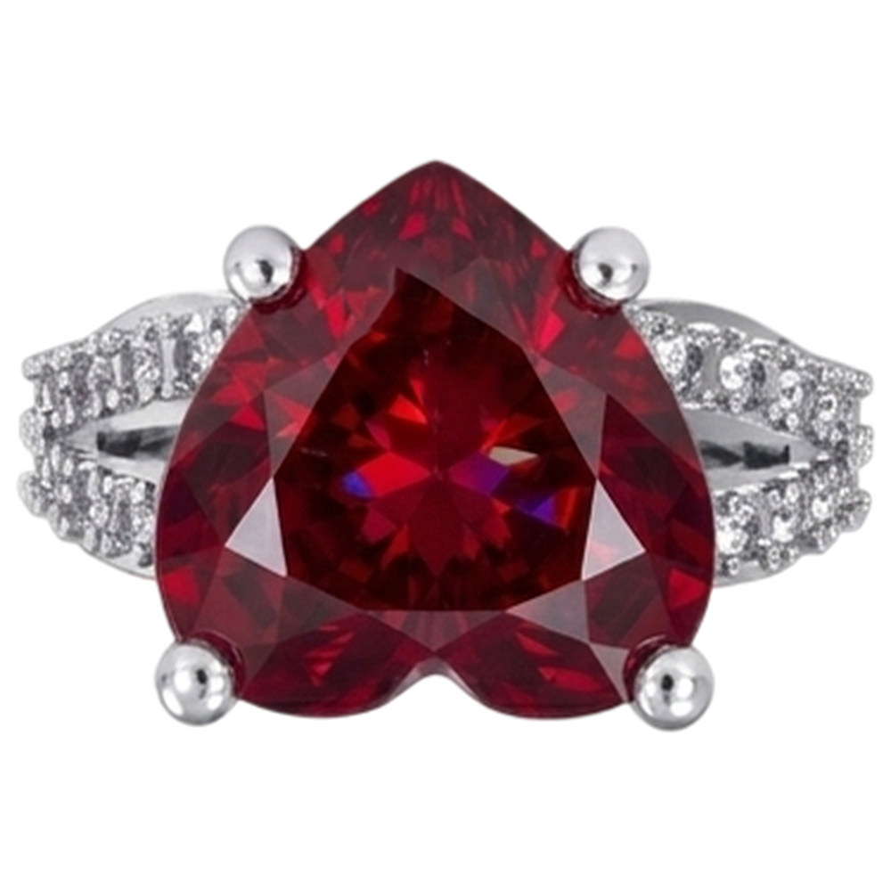 5 Karat Krappenset Roter Rubin im Herzschliff mit Aus der Erde Abgebauter Natürlicher Diamantring Weißgold 14K