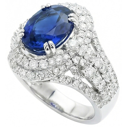 5 Karat Oval Ceylon Sri Lanka Saphir Aus der Erde Abgebauter Natürlicher Diamant Ring Weißgold 14K