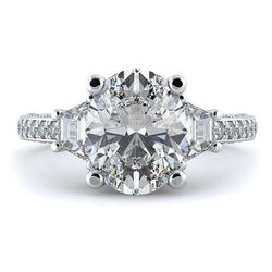 5 Karat Ovalschliff Echt Aus der Erde Abgebauter Natürlicher Diamant Drei Steine Ehering Weißgold 14K