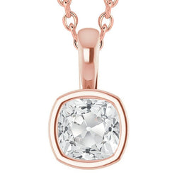 5 Karat Roségold Kissen Old Cut Lünette Echt Diamant Anhänger mit Kaution 14K