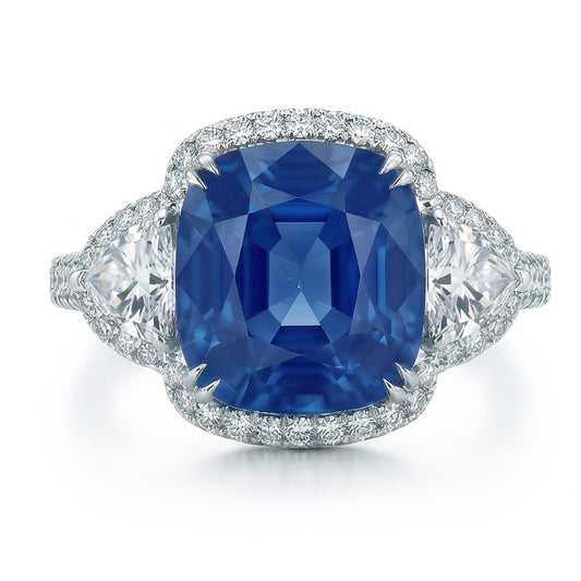 echter trillion saphir 5Karat ring Seitenansicht