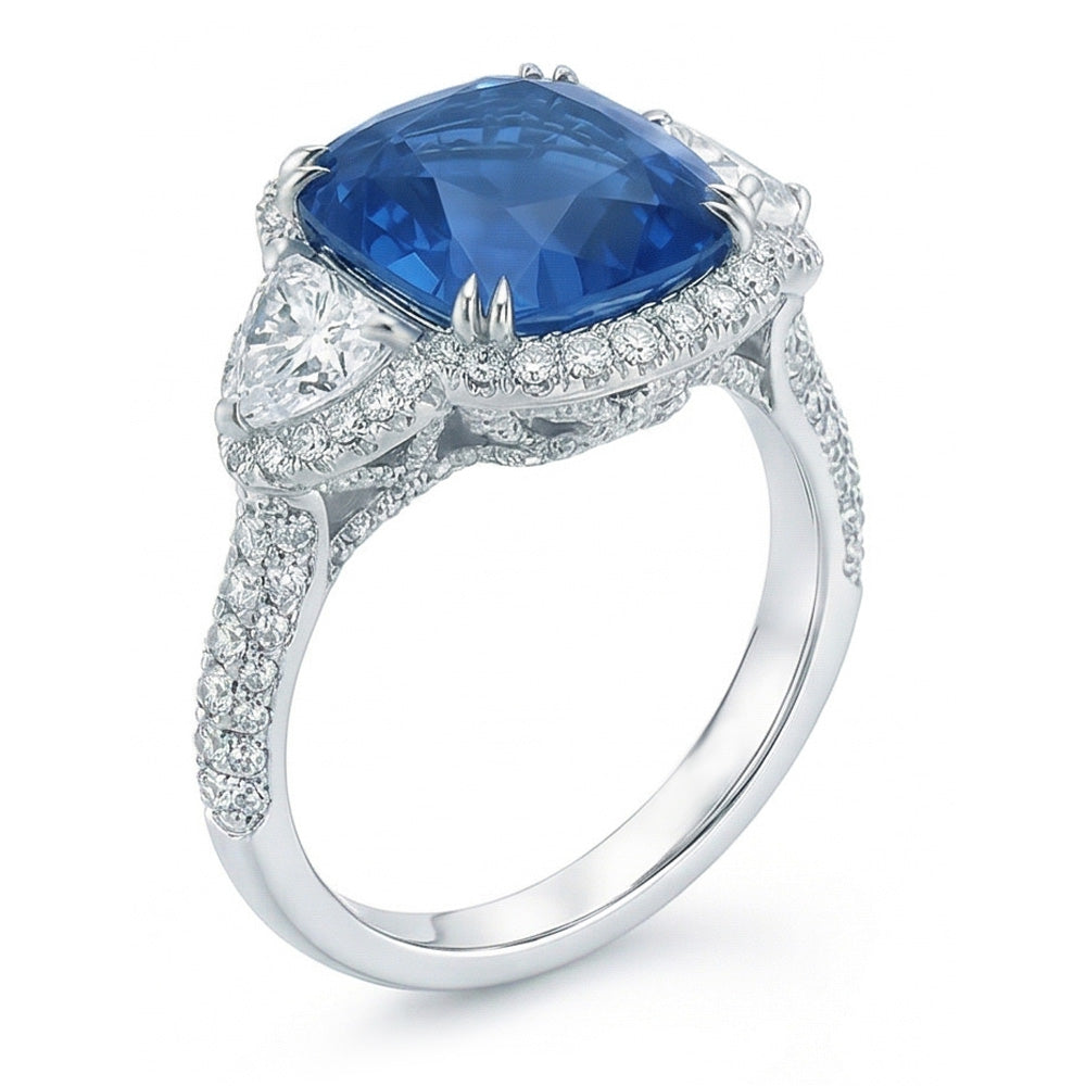 echter trillion saphir 5Karat ring Detailansicht