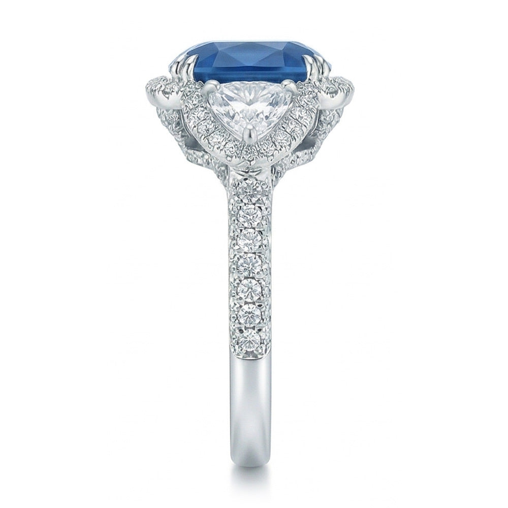 echter trillion saphir 5Karat ring Draufsicht