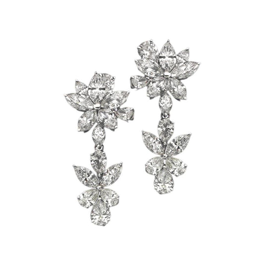 5 Karat echter Diamant-Ohrring im Blumen-Stil, Kronleuchter WG-Hängeohrringe