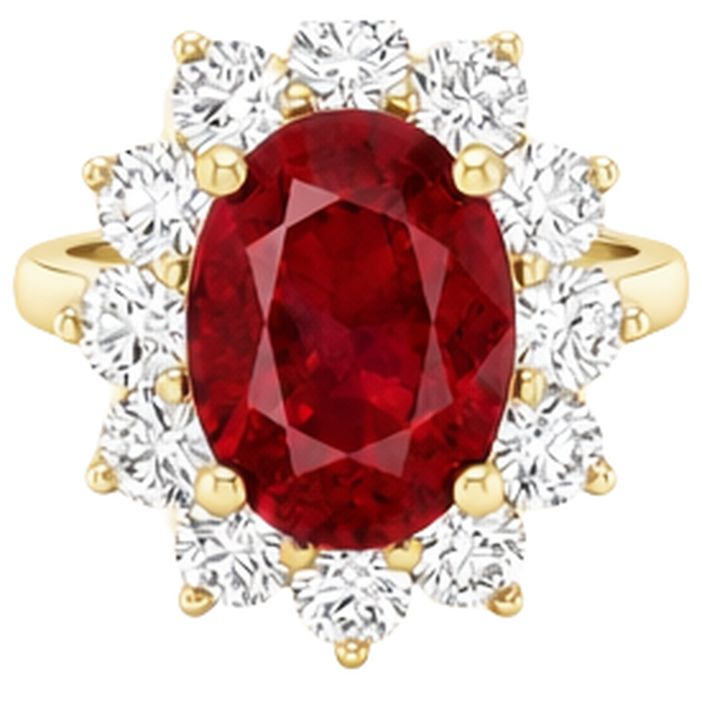 5 Kt Roter Rubin Aus der Erde Abgebauter Natürlicher Diamant Ehering 14K Gelbgold