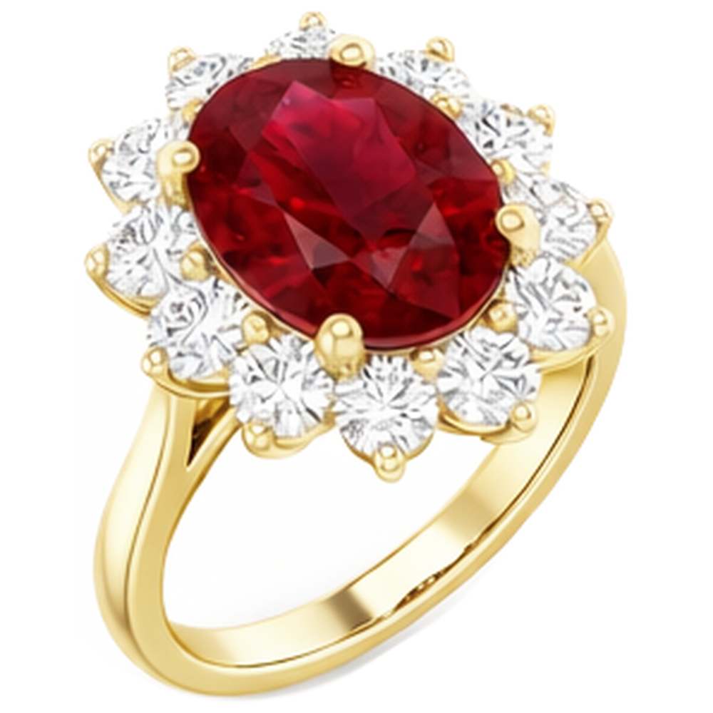 5 Kt Roter Rubin Aus der Erde Abgebauter Natürlicher Diamant Ehering 14K Gelbgold