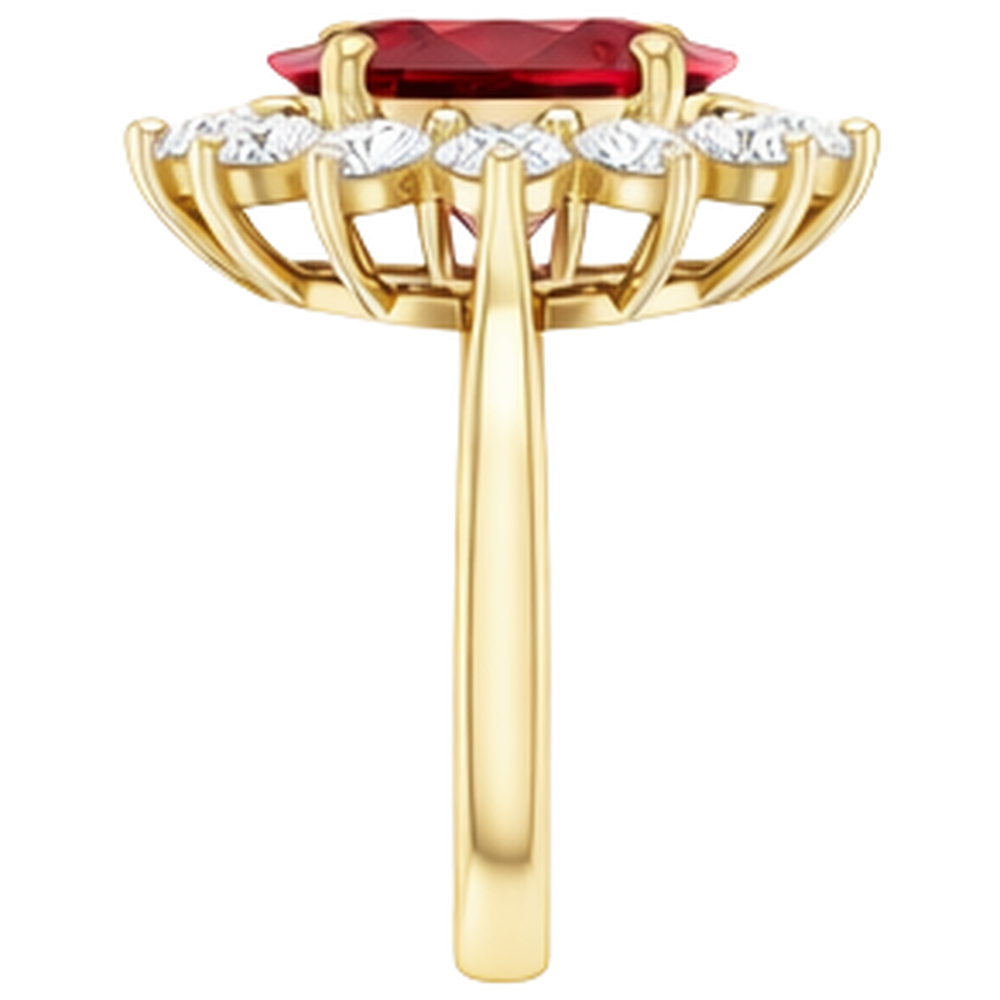 5 Kt Roter Rubin Aus der Erde Abgebauter Natürlicher Diamant Ehering 14K Gelbgold