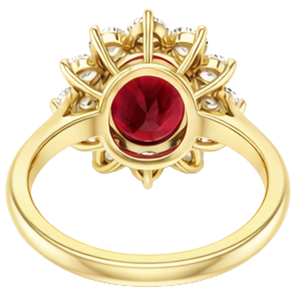 5 Kt Roter Rubin Aus der Erde Abgebauter Natürlicher Diamant Ehering 14K Gelbgold