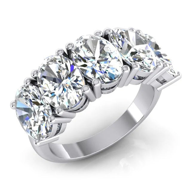 5 Stein Echt Aus der Erde Abgebauter Natürlicher Diamant Jubiläum Band Gold Schmuck Oval Schliff 5 Karat