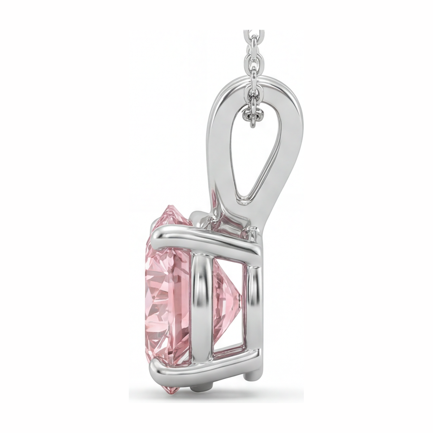 Halskette mit rosa Diamant, 5 Karat, runder Solitär-Anhänger, im Labor gezüchtet, 14 Karat Weißgold