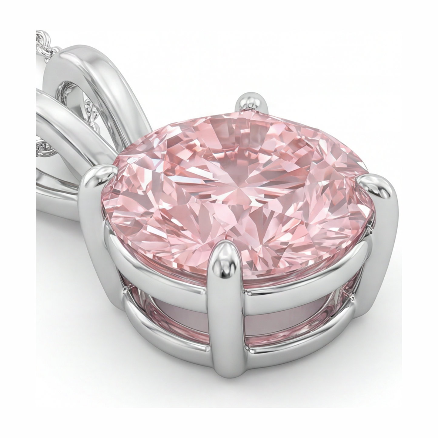 Halskette mit rosa Diamant, 5 Karat, runder Solitär-Anhänger, im Labor gezüchtet, 14 Karat Weißgold