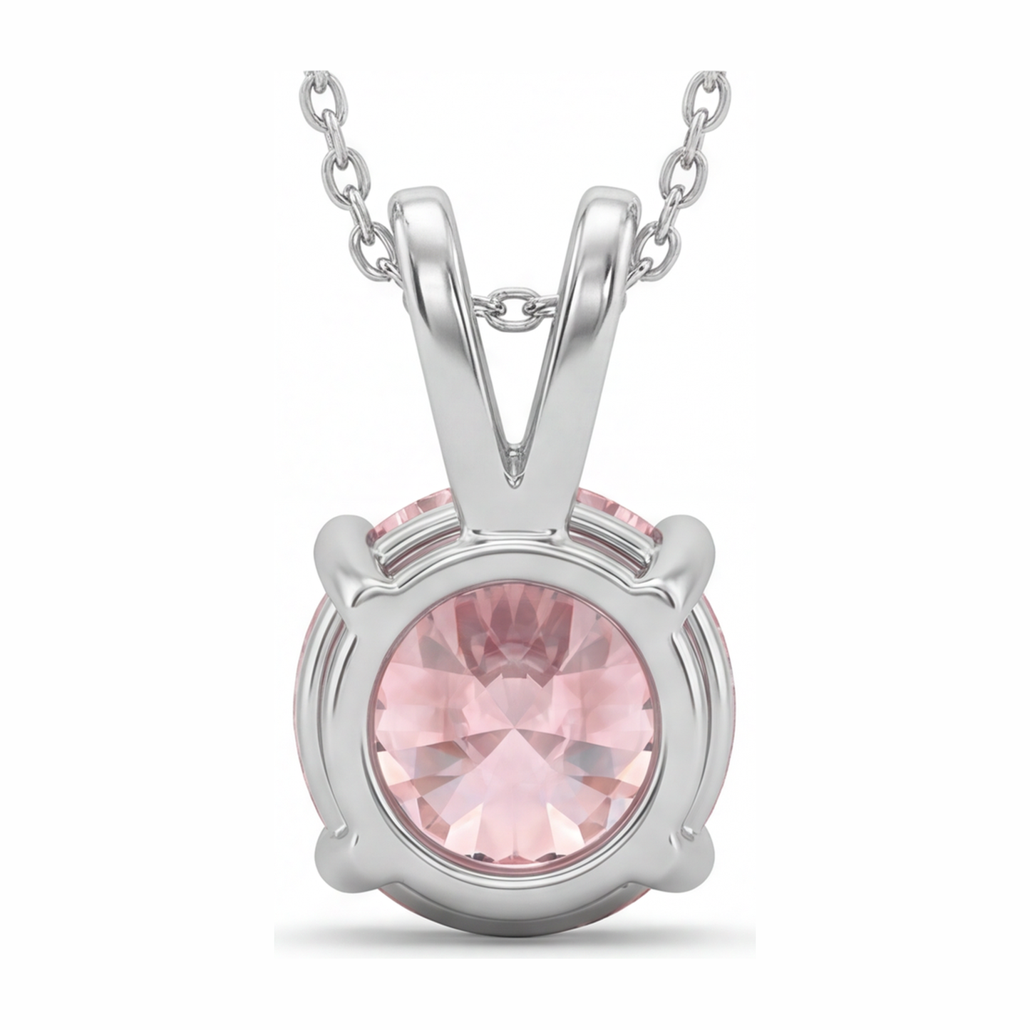 Halskette mit rosa Diamant, 5 Karat, runder Solitär-Anhänger, im Labor gezüchtet, 14 Karat Weißgold