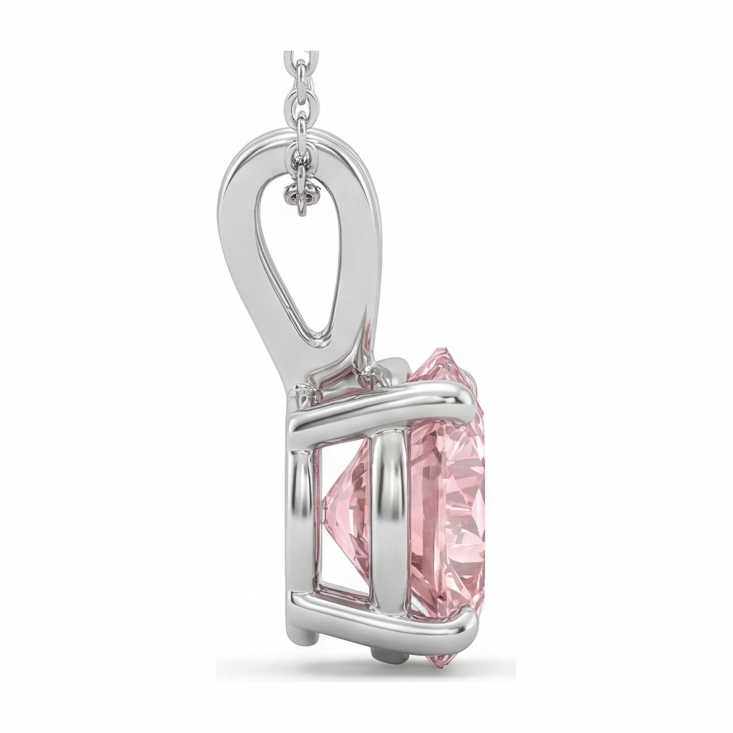 Halskette mit rosa Diamant, 5 Karat, runder Solitär-Anhänger, im Labor gezüchtet, 14 Karat Weißgold