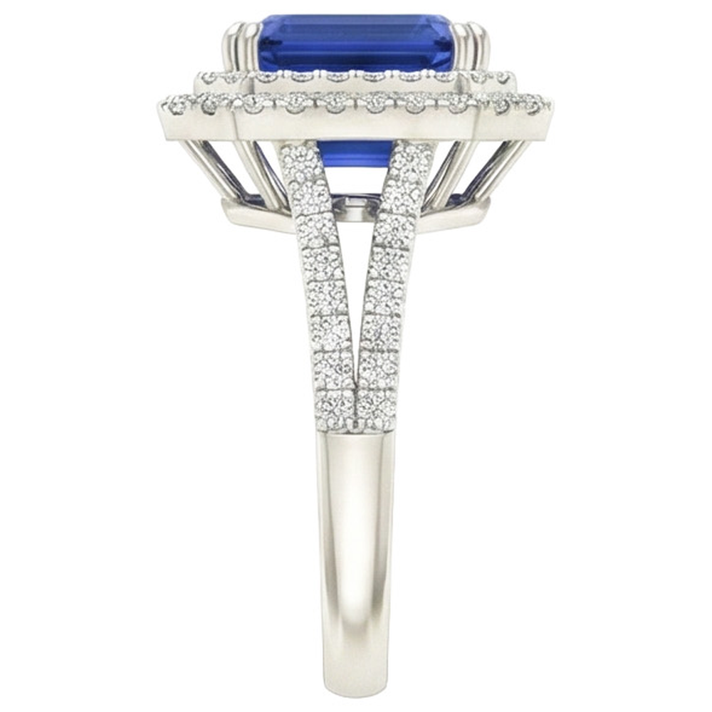 5 ct. Blauer Saphir mit Aus der Erde Abgebauter Natürlicher Diamantring Solitär mit Akzenten Schmuck