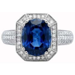 5 ct. Ceylon Saphir mit Aus der Erde Abgebauter Natürlicher Diamanten Verlobungsring Weißgold 14K