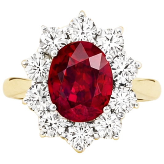 echter oval rubin 5Karat ring Seitenansicht