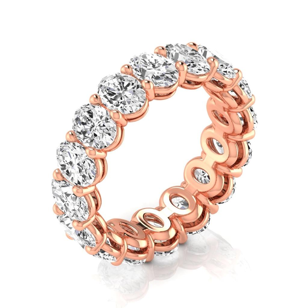 Oval-Schliff Diamant Ring in 14 Karat Roségold – Seitenansicht