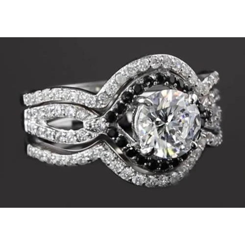 5,50 Karat runder Echt Diamant mit schwarzem Diamant-Jubiläumsring-Set