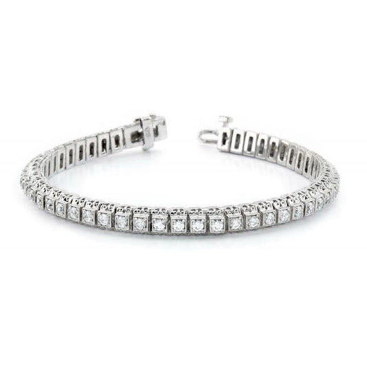 5,50 Karat rundes Echt Diamant-Tennis-Armband aus massivem Weißgold 14K