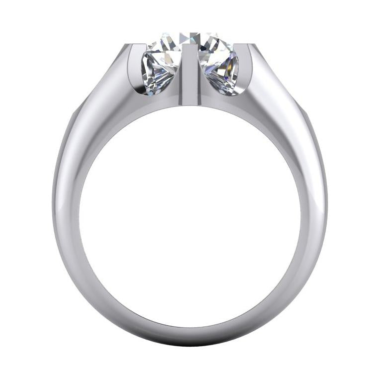 Herrenring 10K White Gold mit Brillant – Schrägansicht